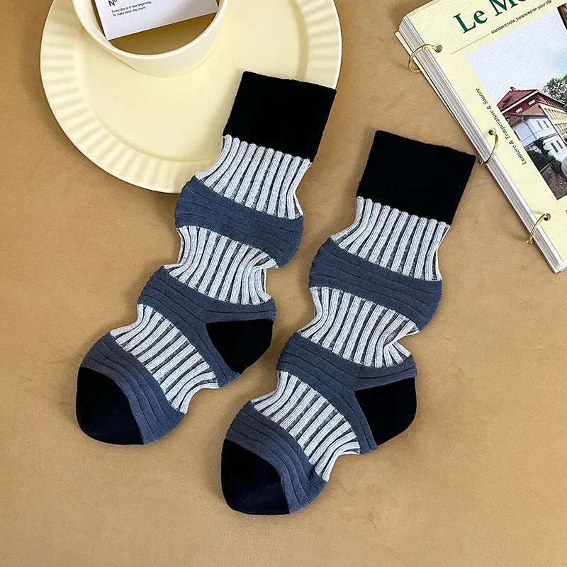 Pleated Contrast Color Lantern Socks