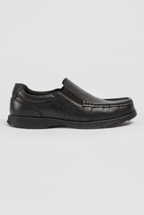 Pod Nyle Mens All Black Leather Slip On shoes 28009AA School