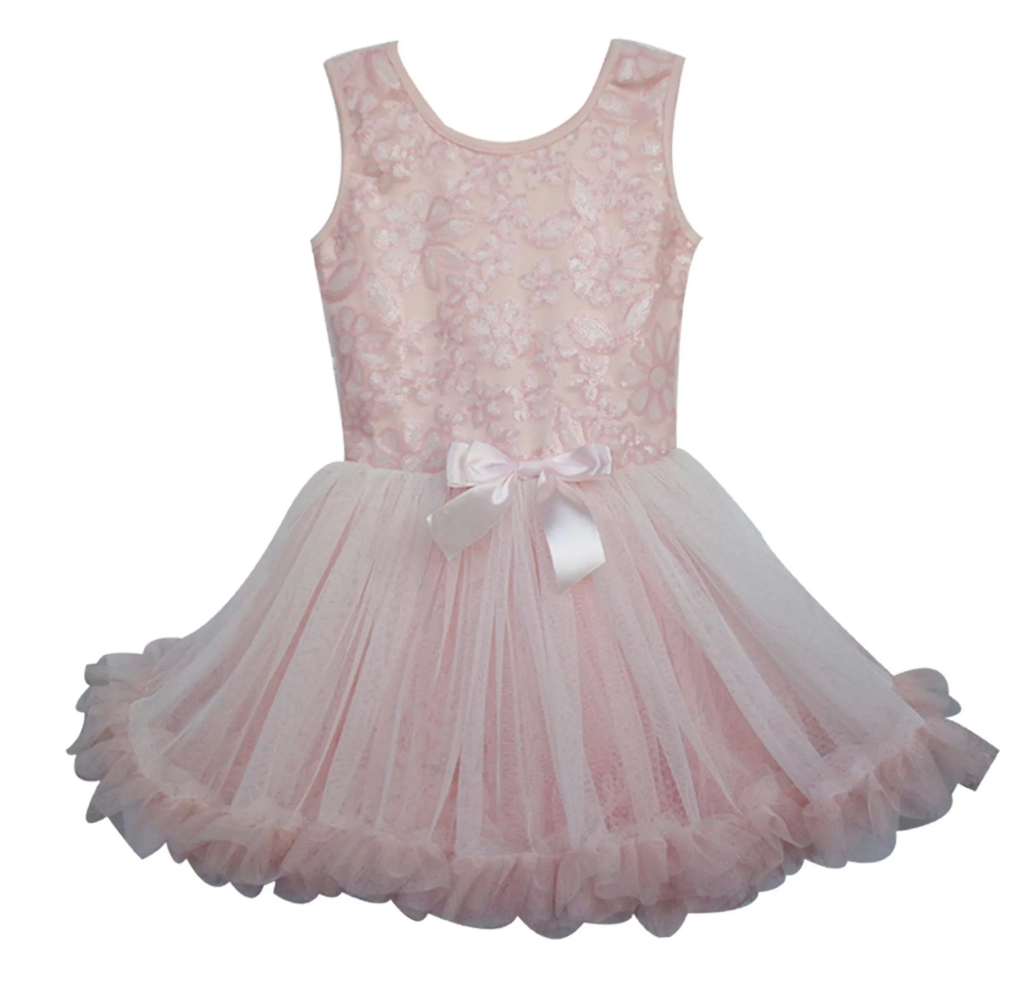 Popatu Little Girls  Peach Dasiy Ruffle Dress