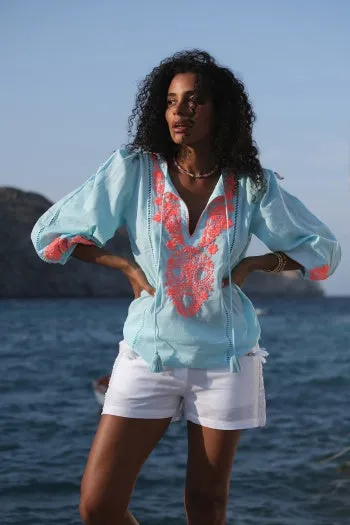 PR camilla aqua-neon pink top