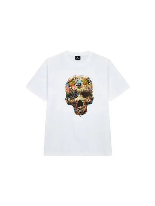 PS Sticker Skull Cotton T Shirt White