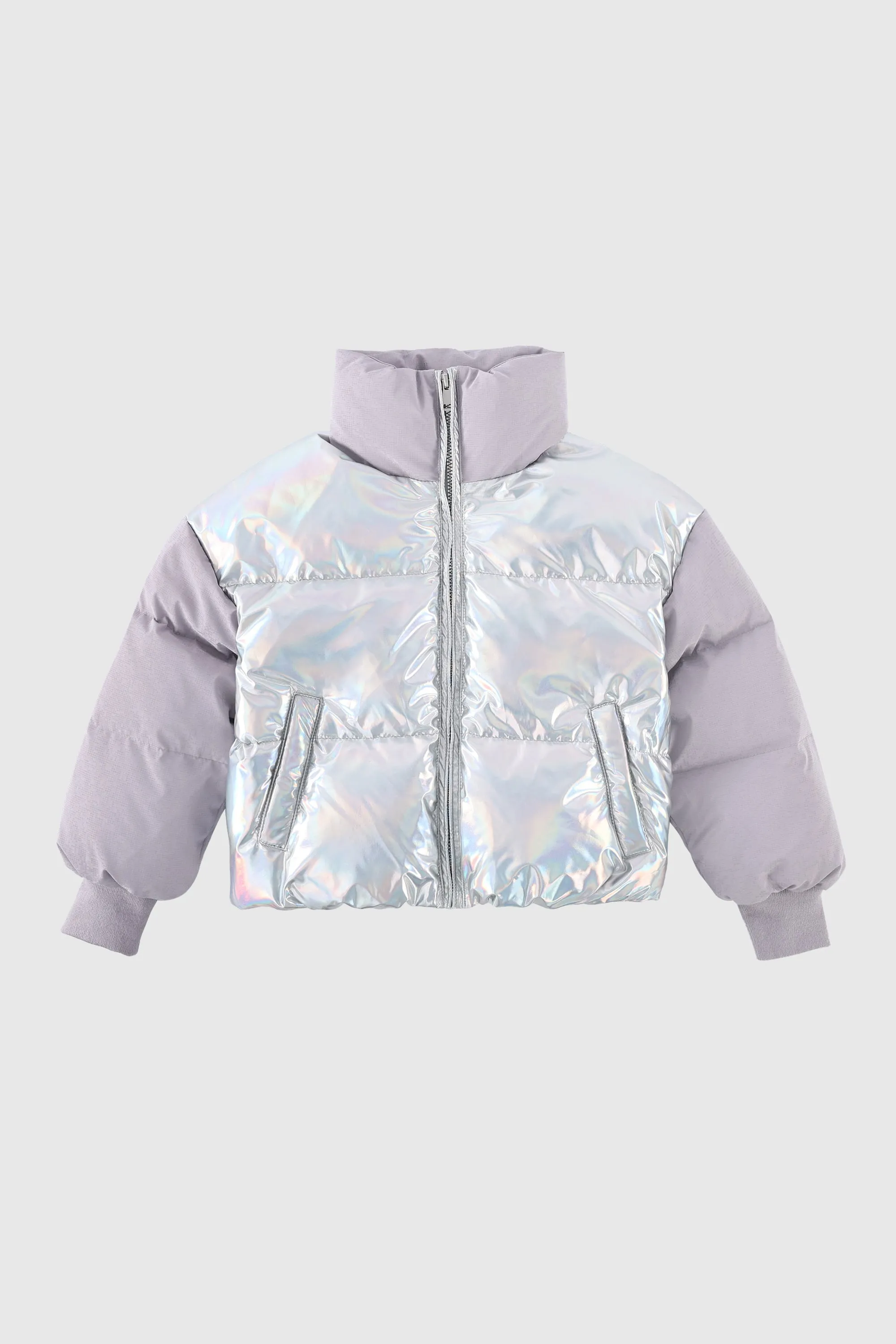 Puff-O Colorlay Kid's Cropped Puffer Jacket - Light Purple