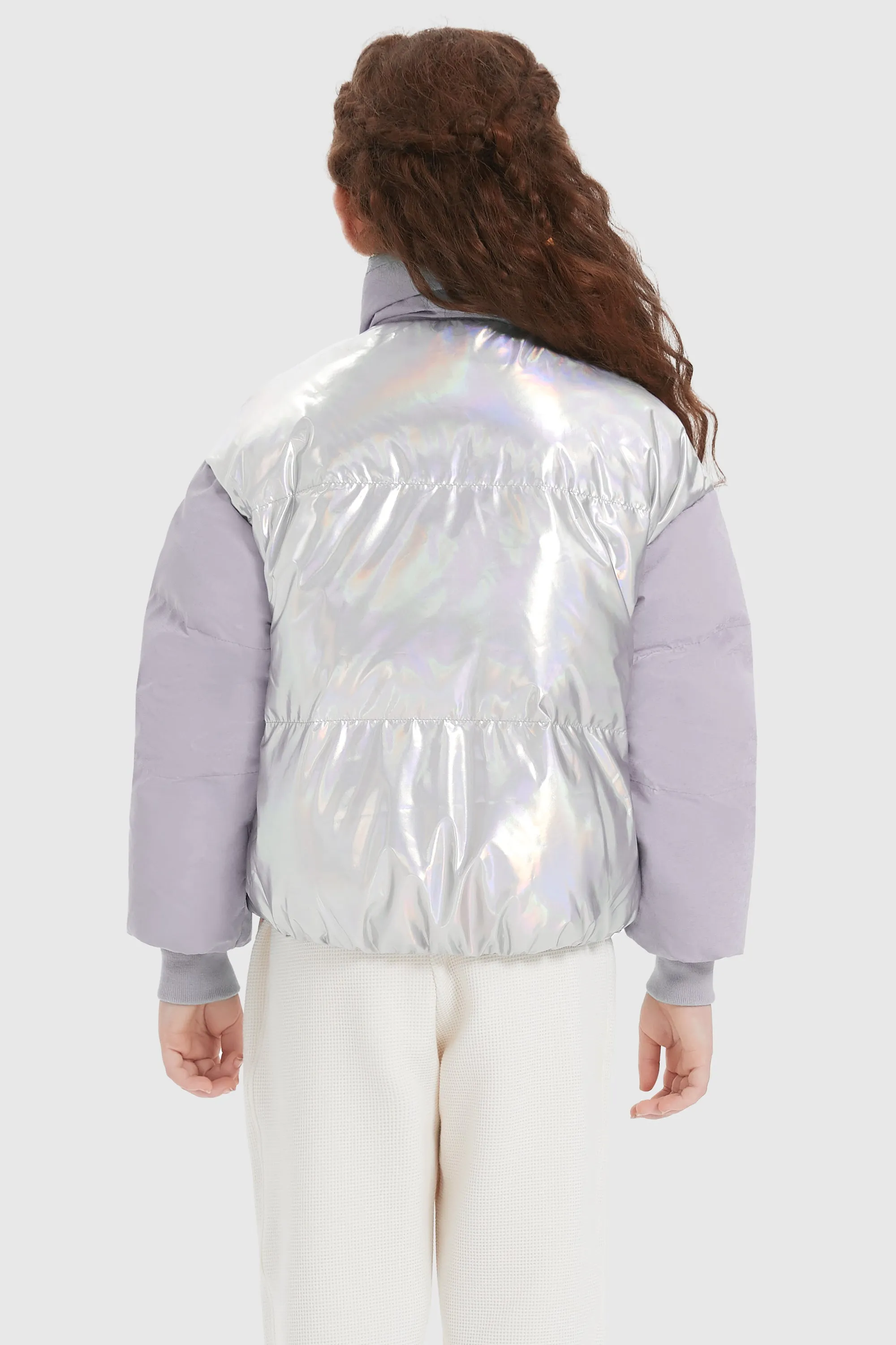 Puff-O Colorlay Kid's Cropped Puffer Jacket - Light Purple