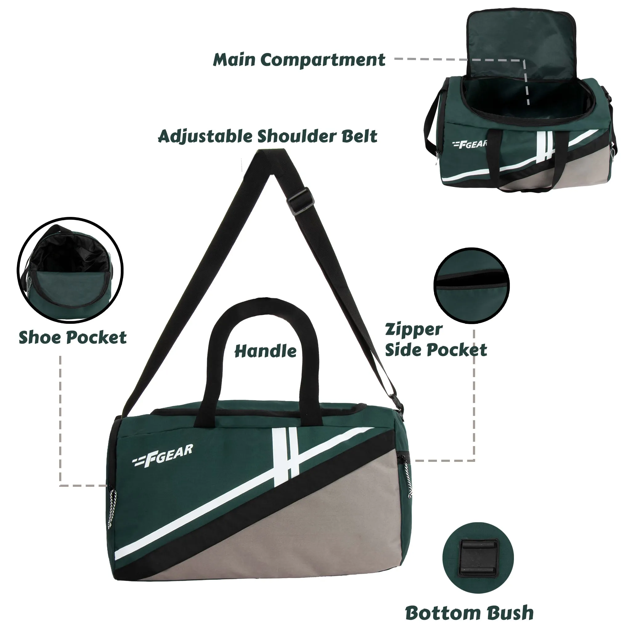 Quest 30L Grey Green Gym Bag