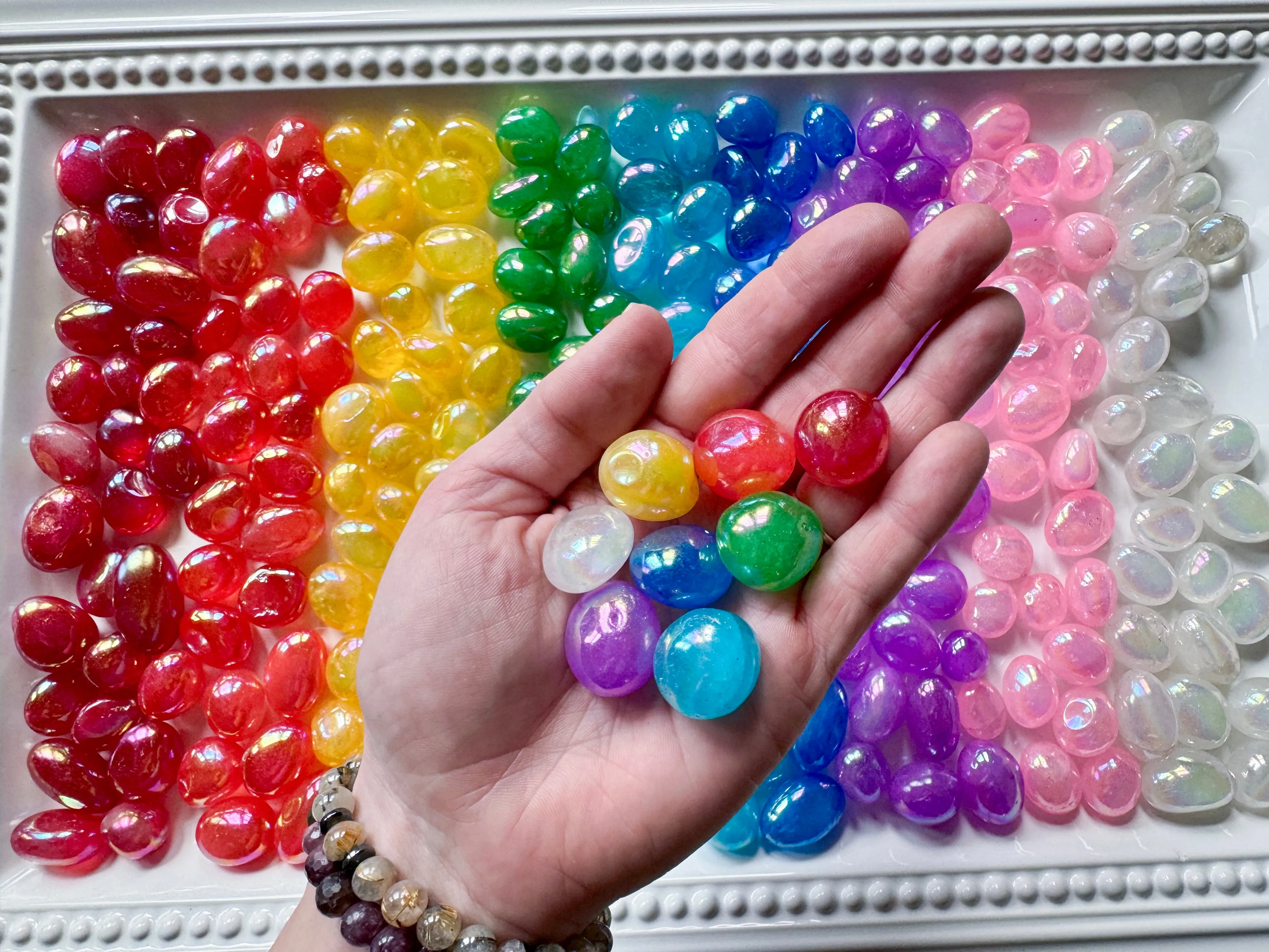 Rainbow Aura Quartz Tumbled Stone