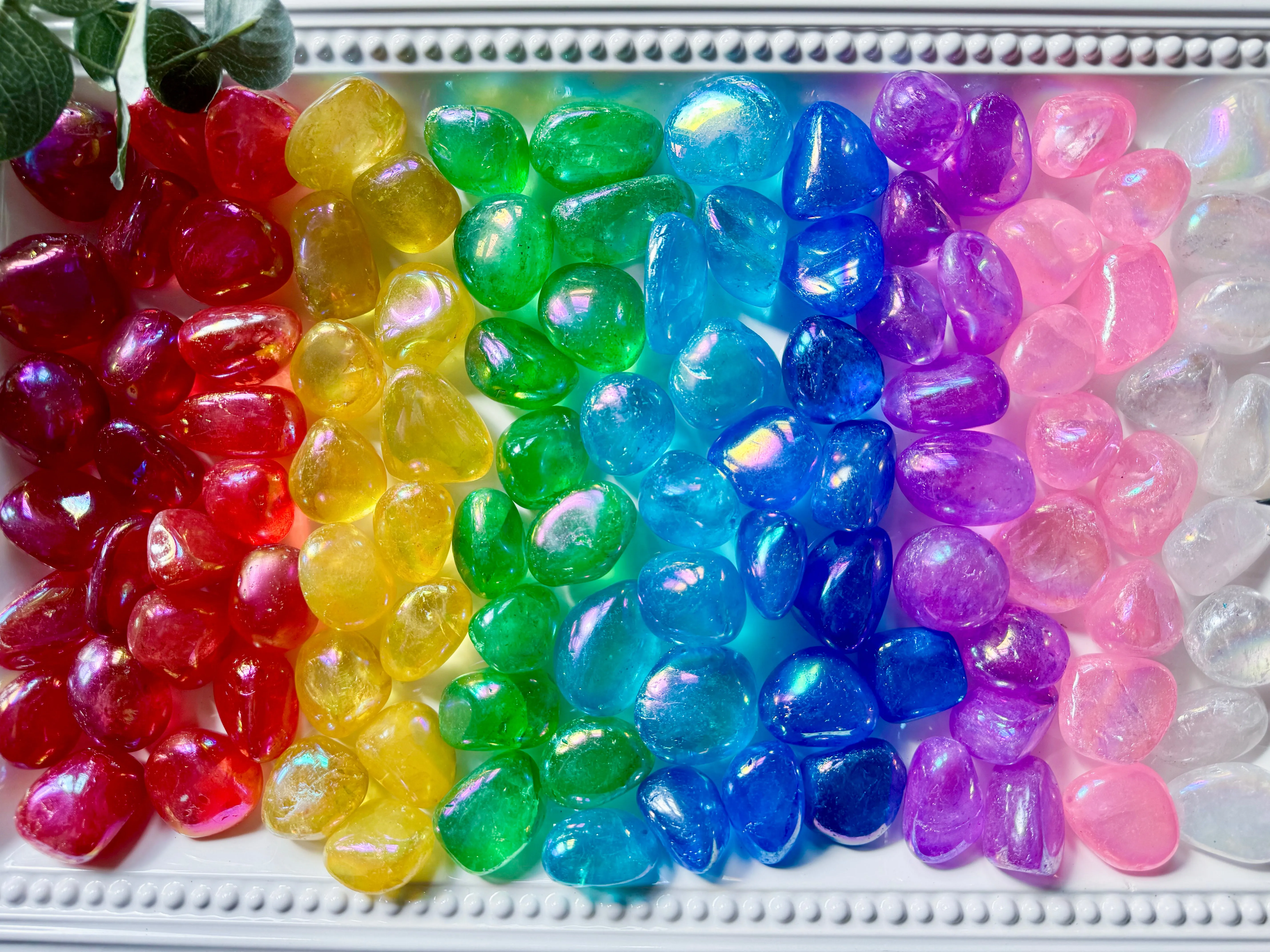 Rainbow Aura Quartz Tumbled Stone