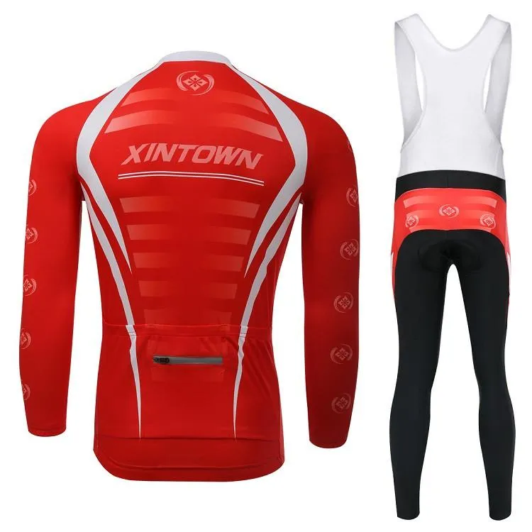 Red Warm Long Sleeve Cycling Jersey Set