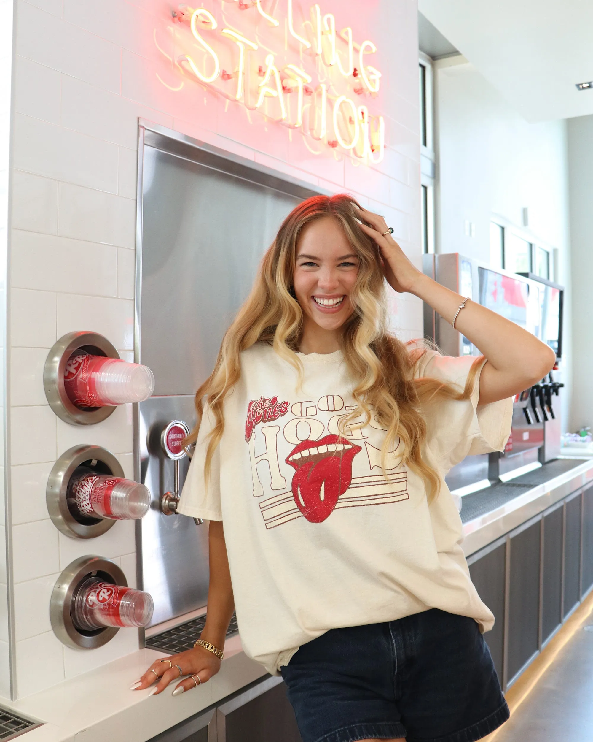 Rolling Stones Hogs Stoned Off White Thrifted Tee