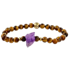 Rough Amethyst and Tigers Eye Gemstone Bracelet