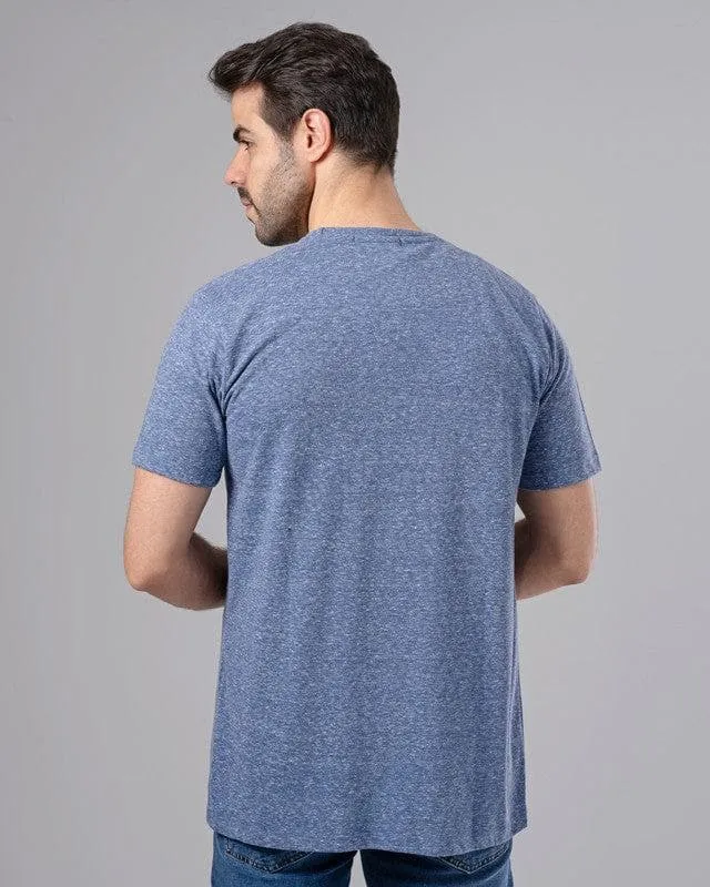 ROUND NECK EMBROIDERED T-SHIRT - INDIGO