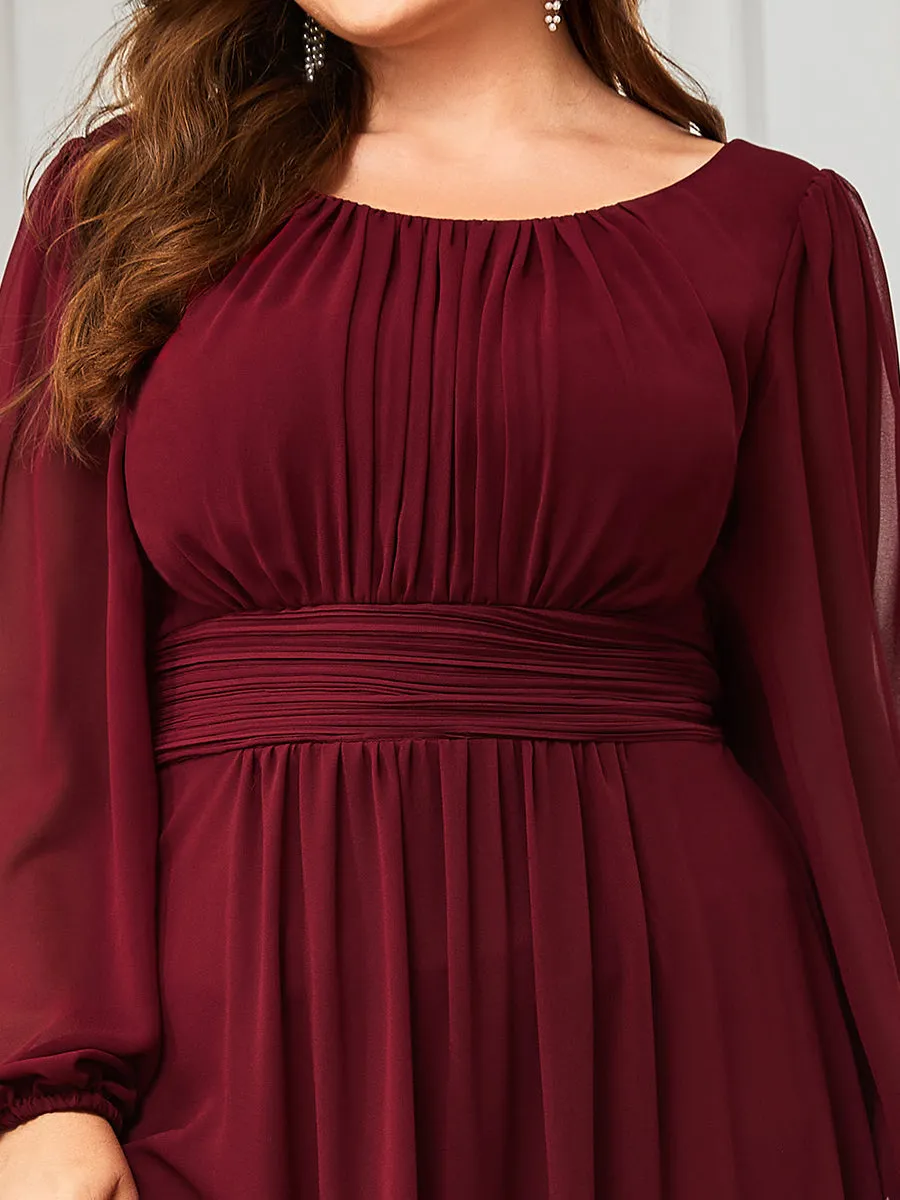 Round Neck Wholesale Bridesmaid Dresses with Long Lantern Sleeves