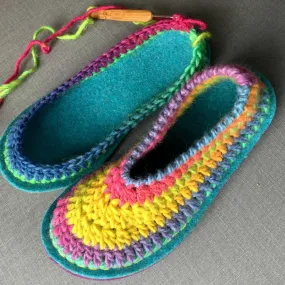 Sarah Crochet Slipper Kit - Rainbow Yarn