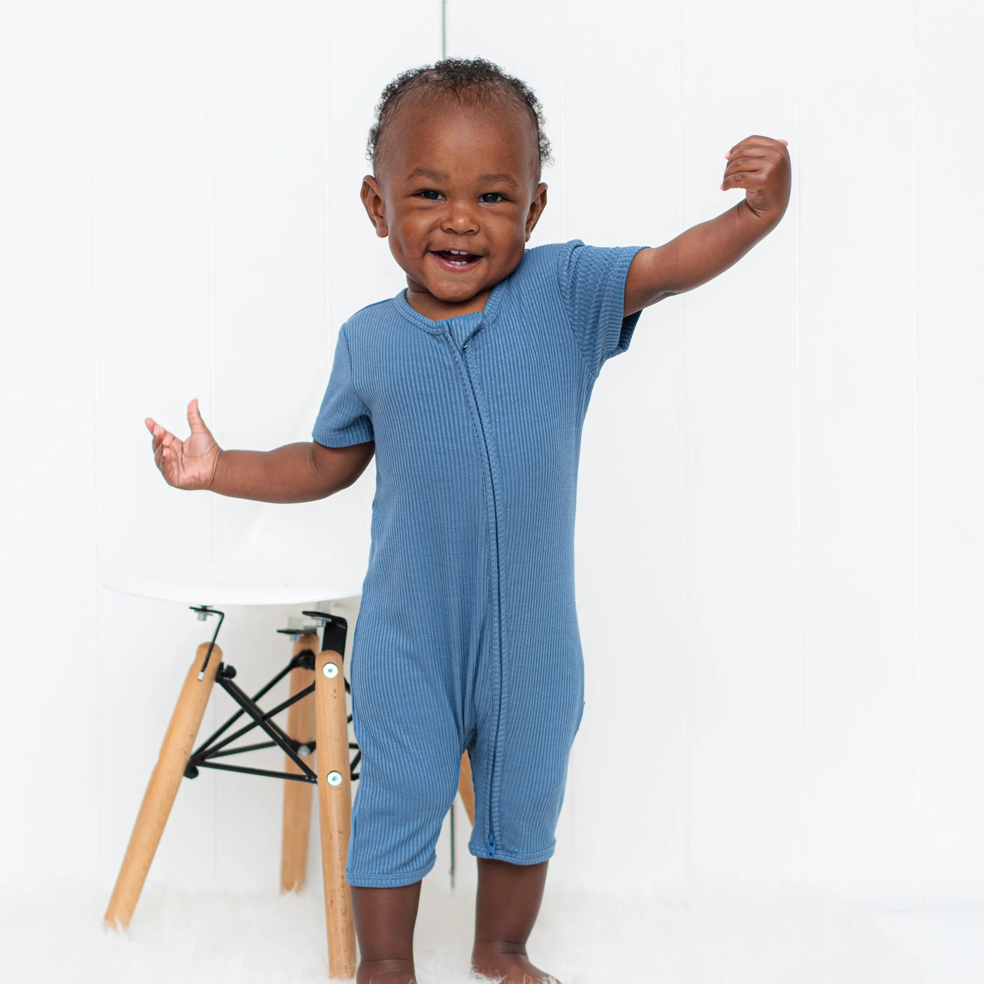 SHORTIE ZIP ROMPER - Arctic Ribbed