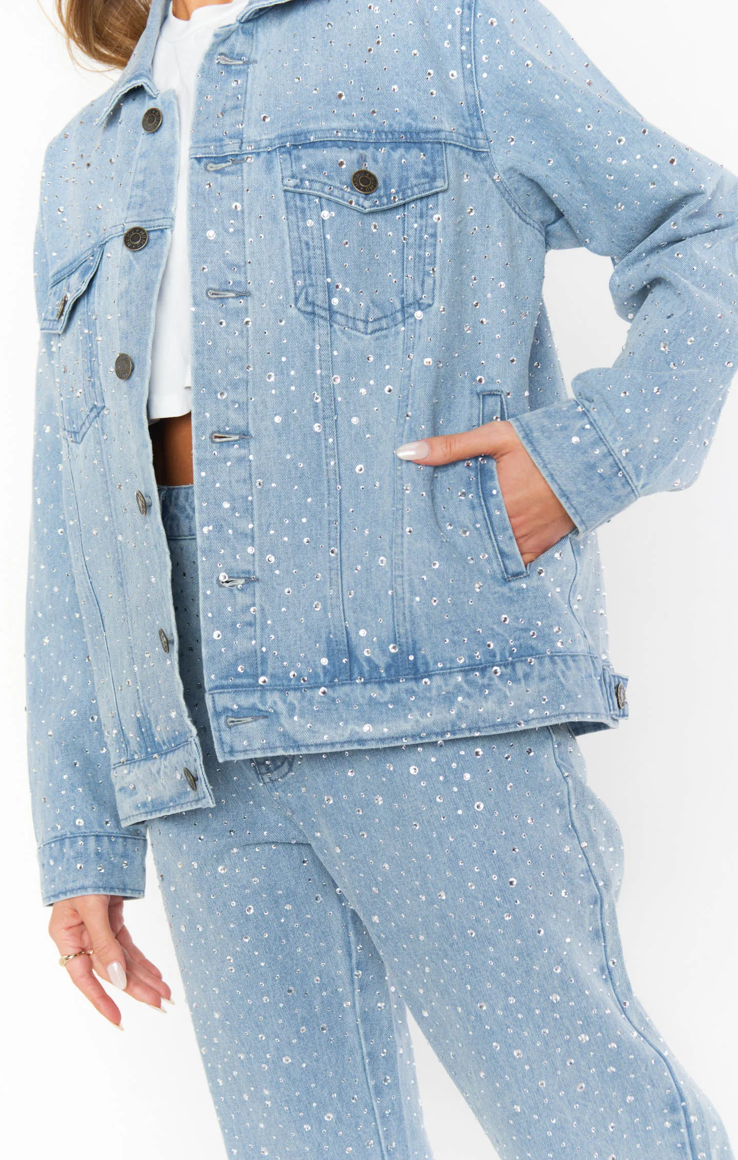 Show Me Your Mumu Dover Crystal Denim Jacket