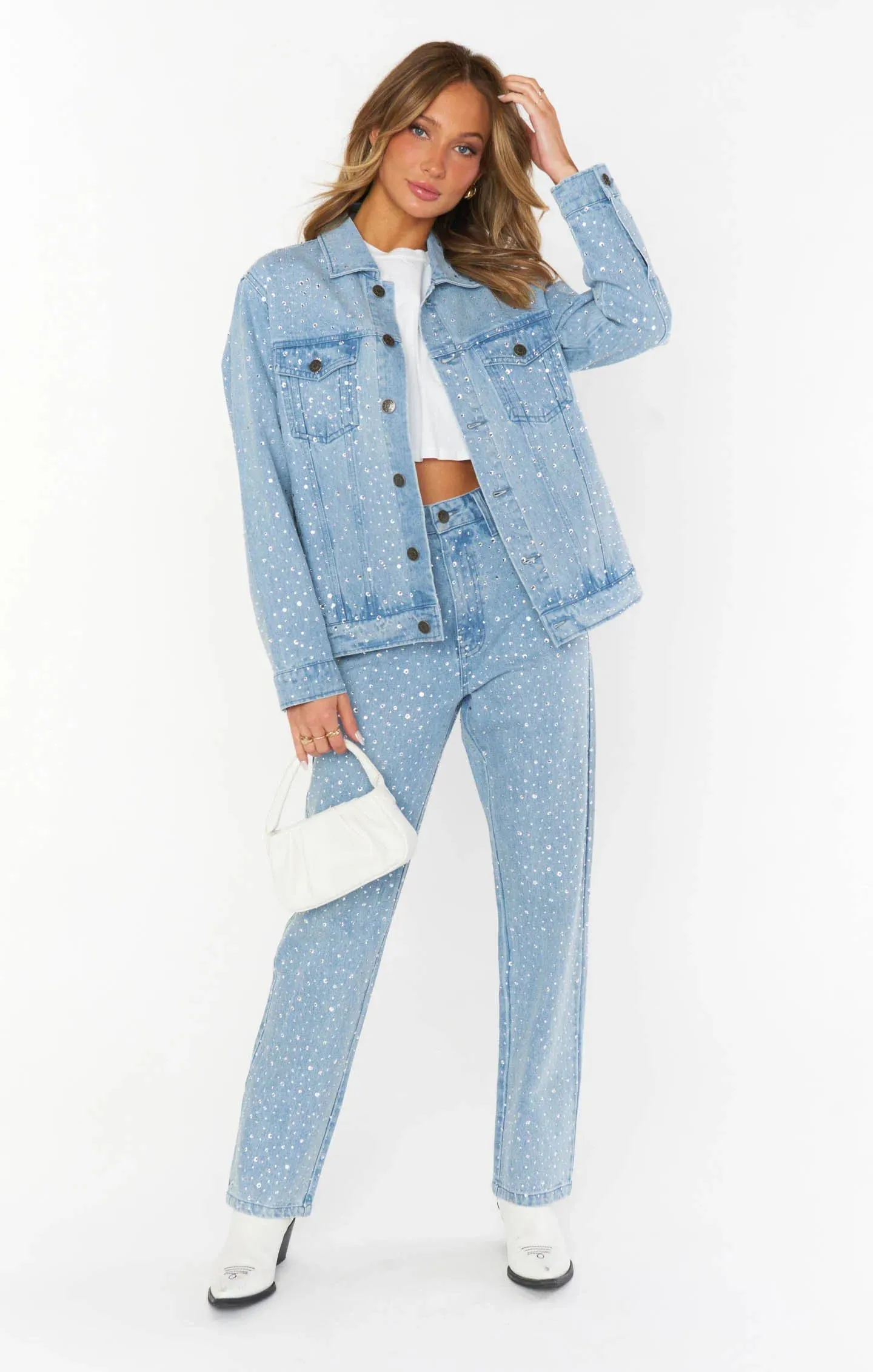 Show Me Your Mumu Dover Crystal Denim Jacket