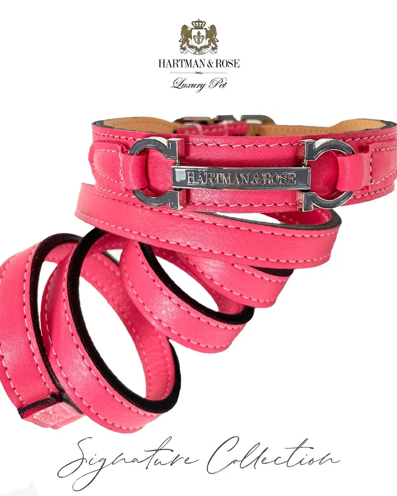 Signature Dog Leash in Petal Pink & Nickel