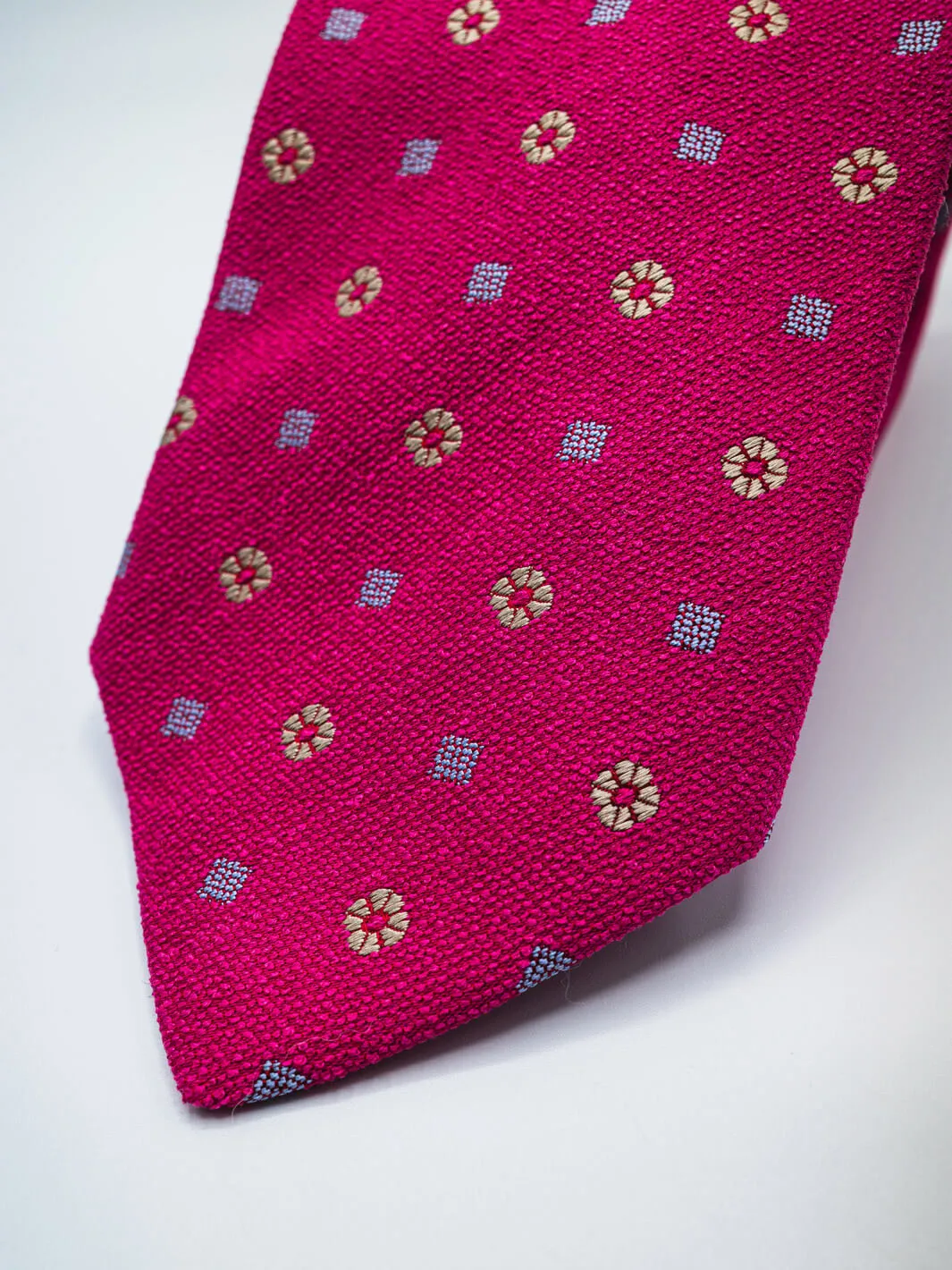 Silk Floral Print Tie - Deep Pink