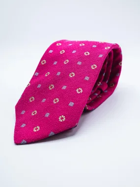 Silk Floral Print Tie - Deep Pink