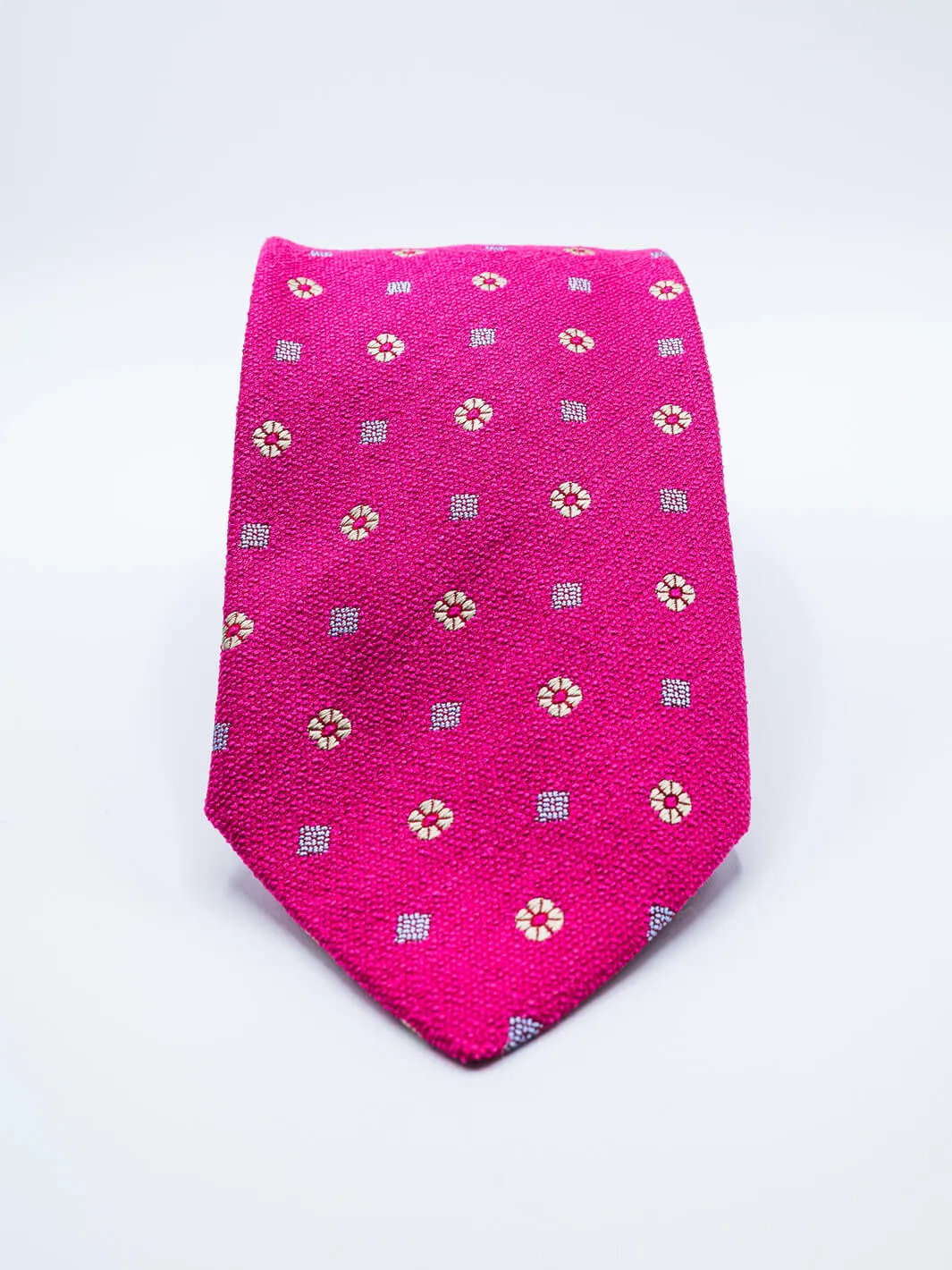 Silk Floral Print Tie - Deep Pink