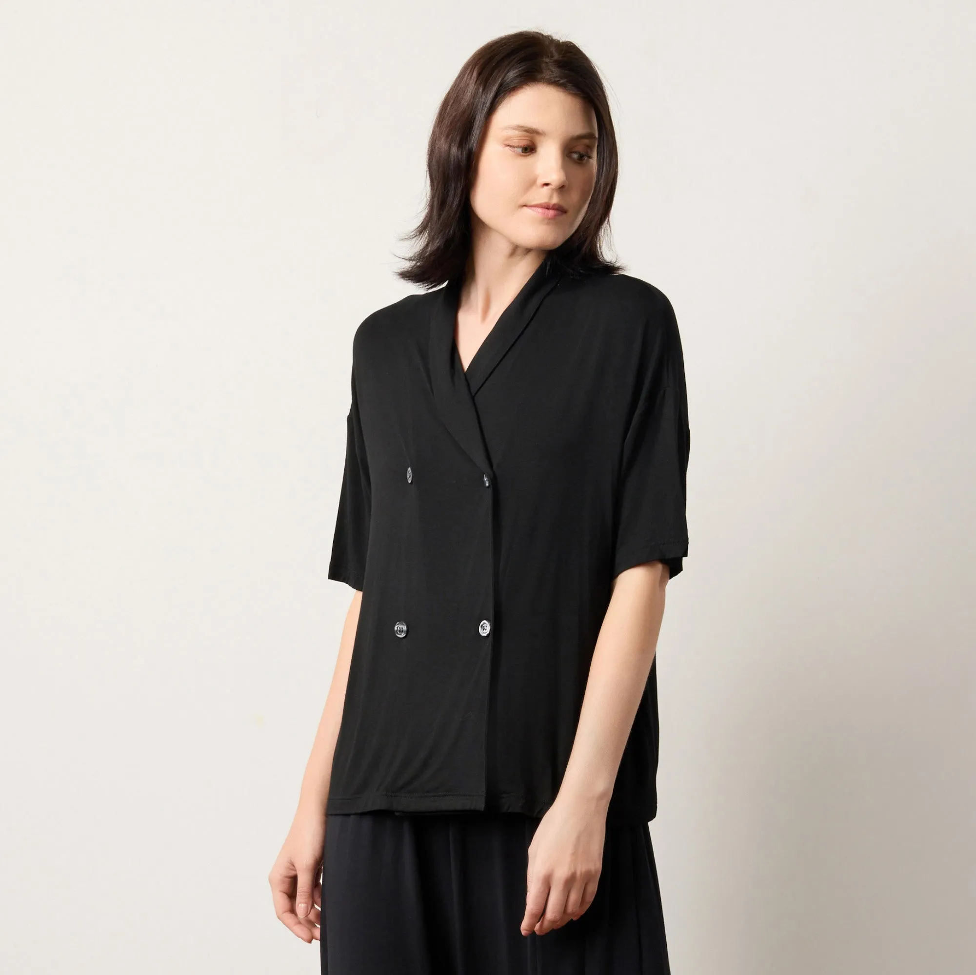 Silktouch TENCEL™ Modal Air Open Collar Short Sleeve Blouse