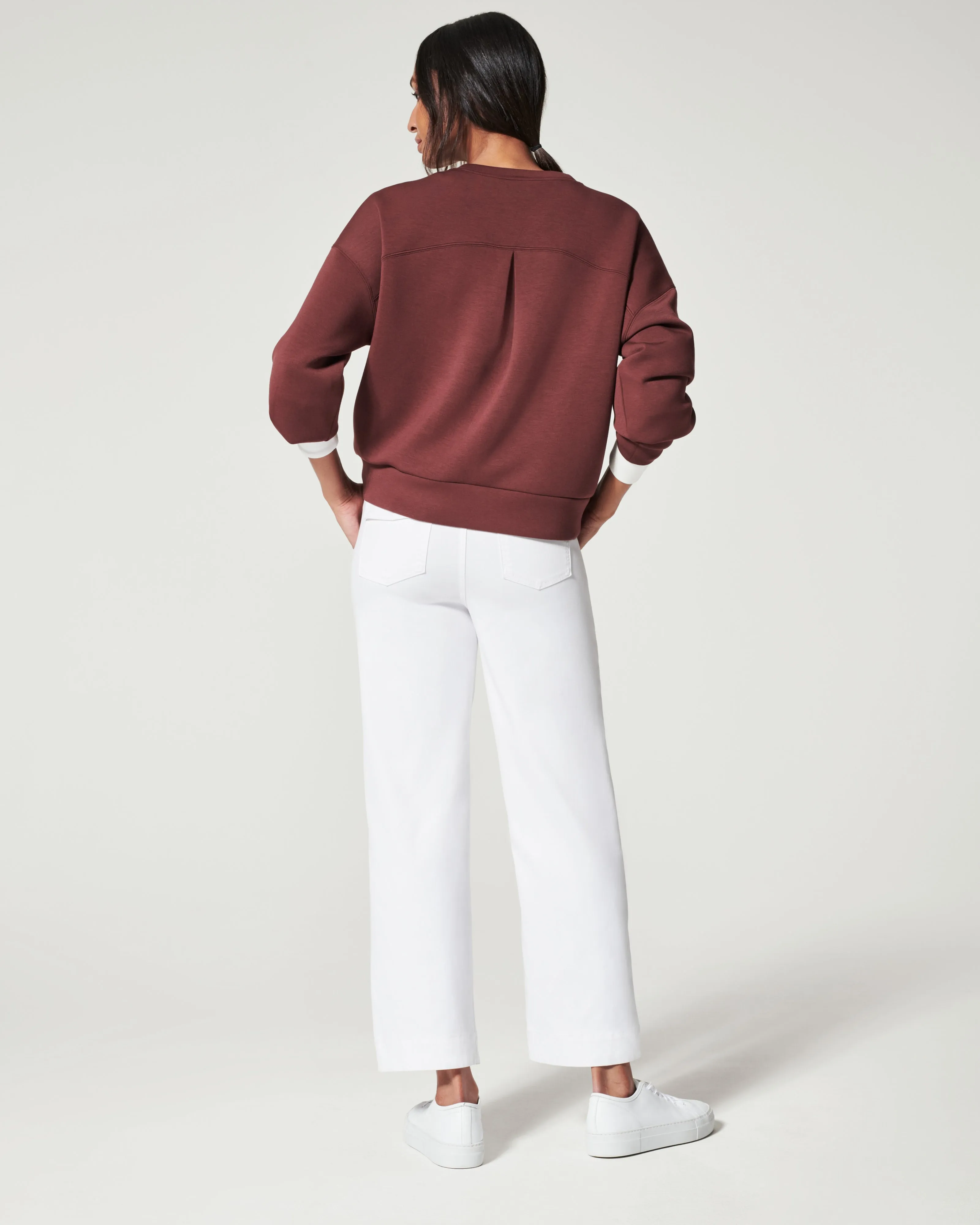 Spanx: Stretch Twill Cropped Wide Leg Pant - Bright White