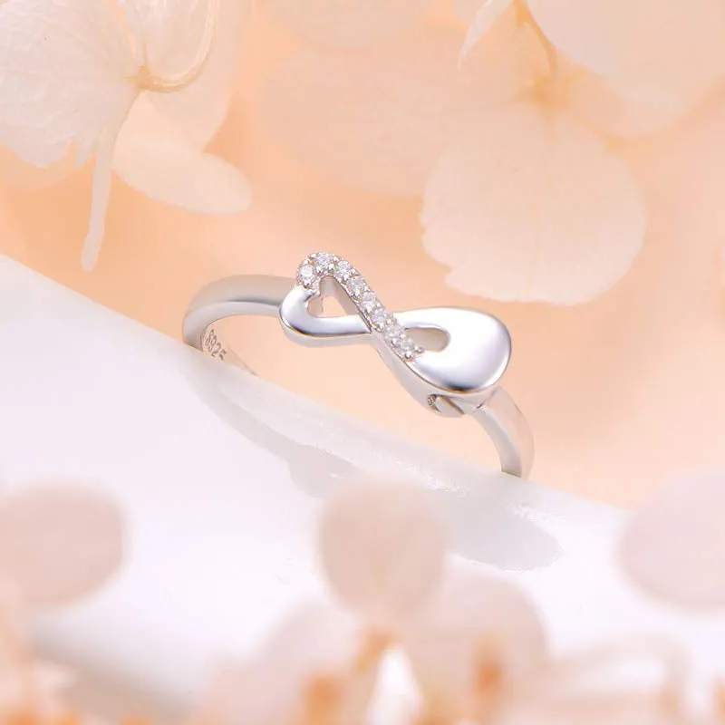 Sterling Silver Forever In My Heart Infinity Mini Ring Heart Shape Hold Loved Ones Ashes Cremation Urn Ring for Women Finger Ring