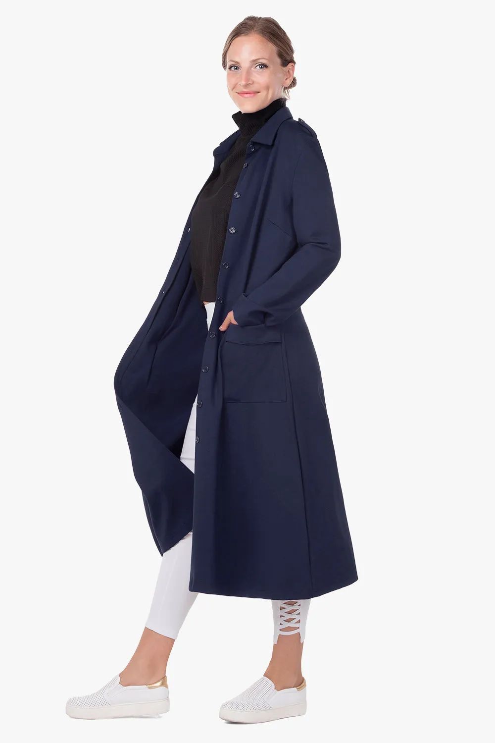 Stretch Dress-Coat - Navy