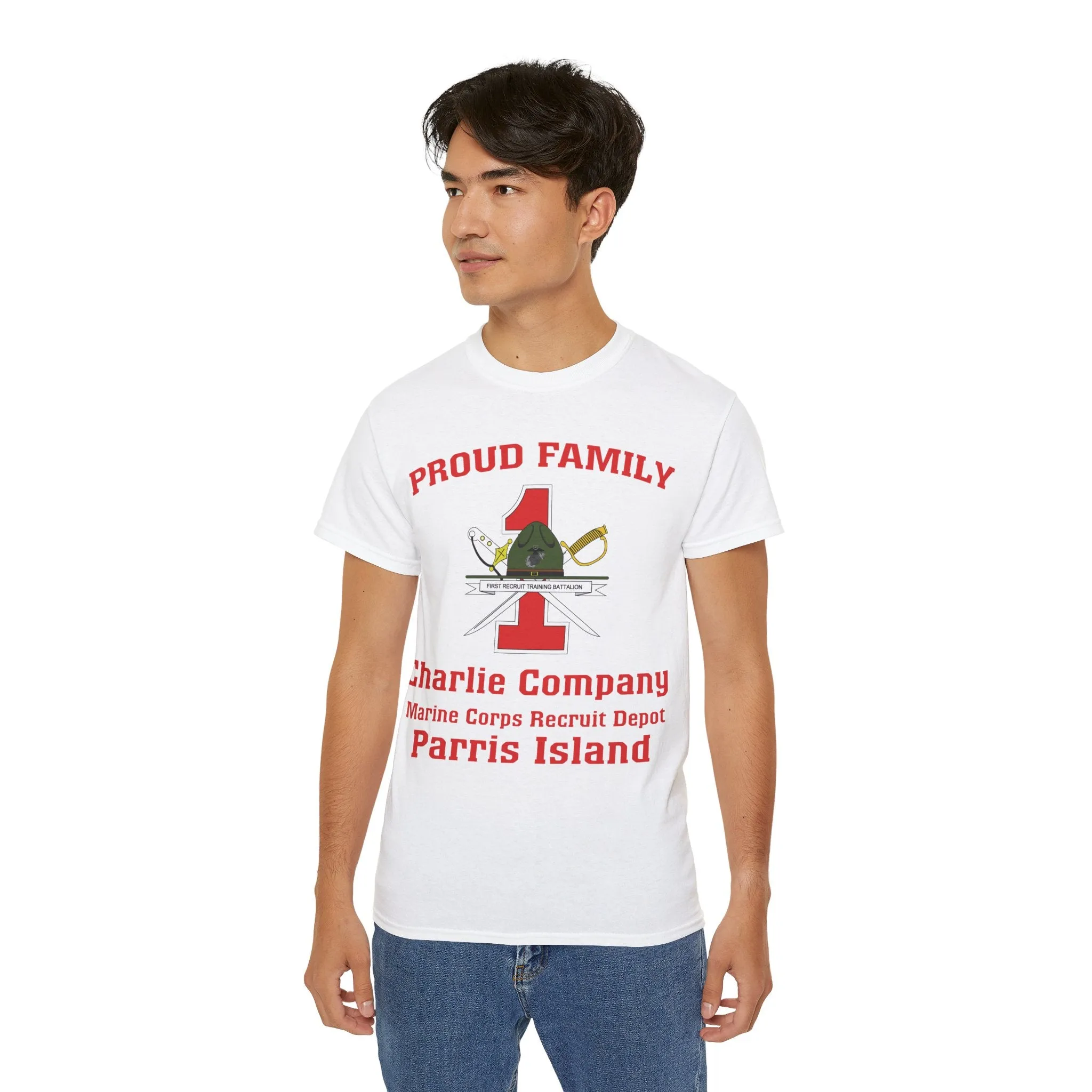 T-Shirt: Charlie Co. MCRD Parris Island (1st Battalion Crest)