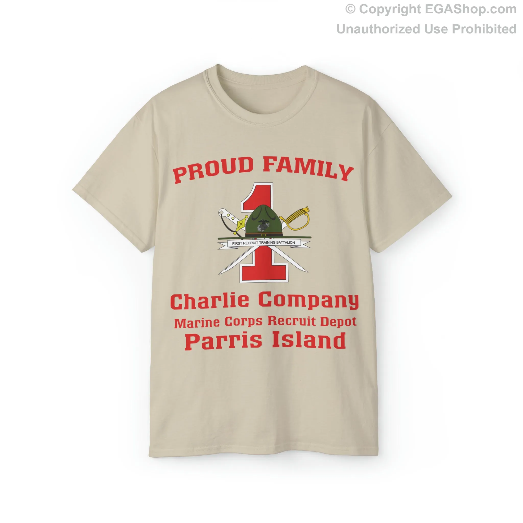 T-Shirt: Charlie Co. MCRD Parris Island (1st Battalion Crest)