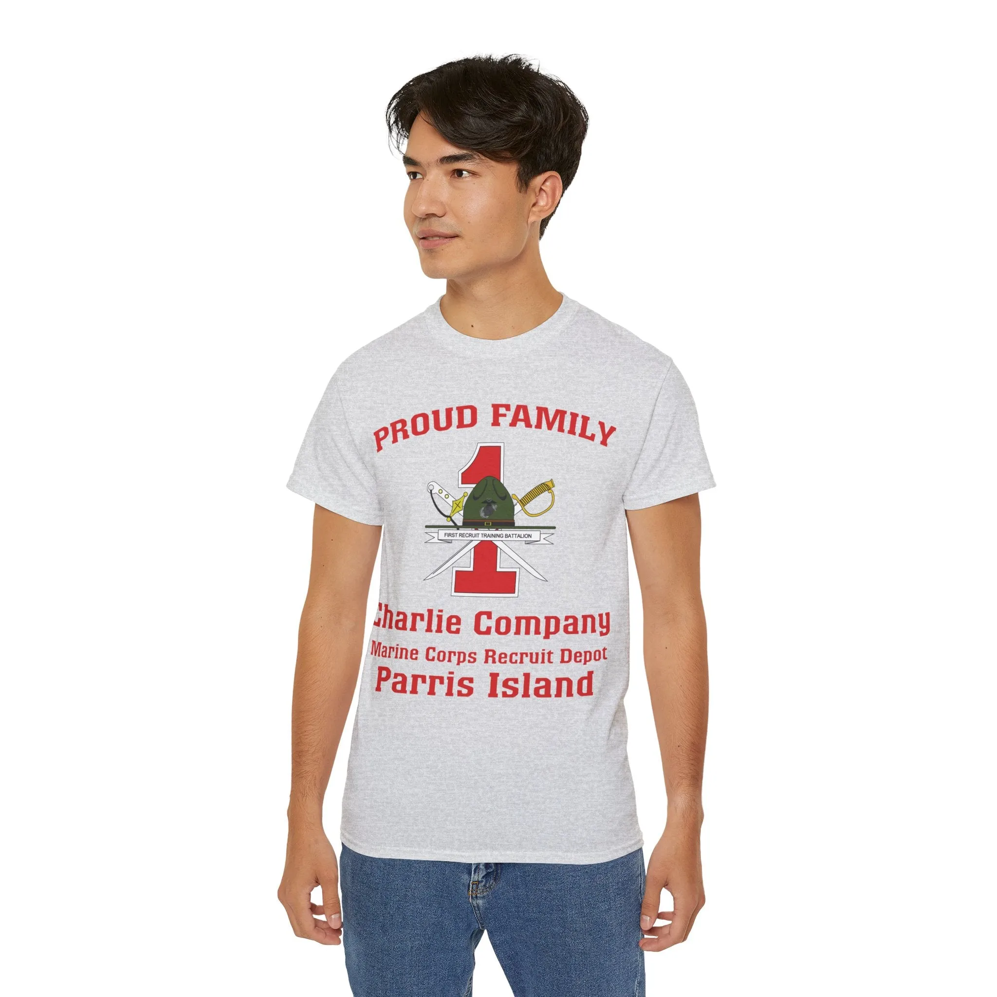 T-Shirt: Charlie Co. MCRD Parris Island (1st Battalion Crest)