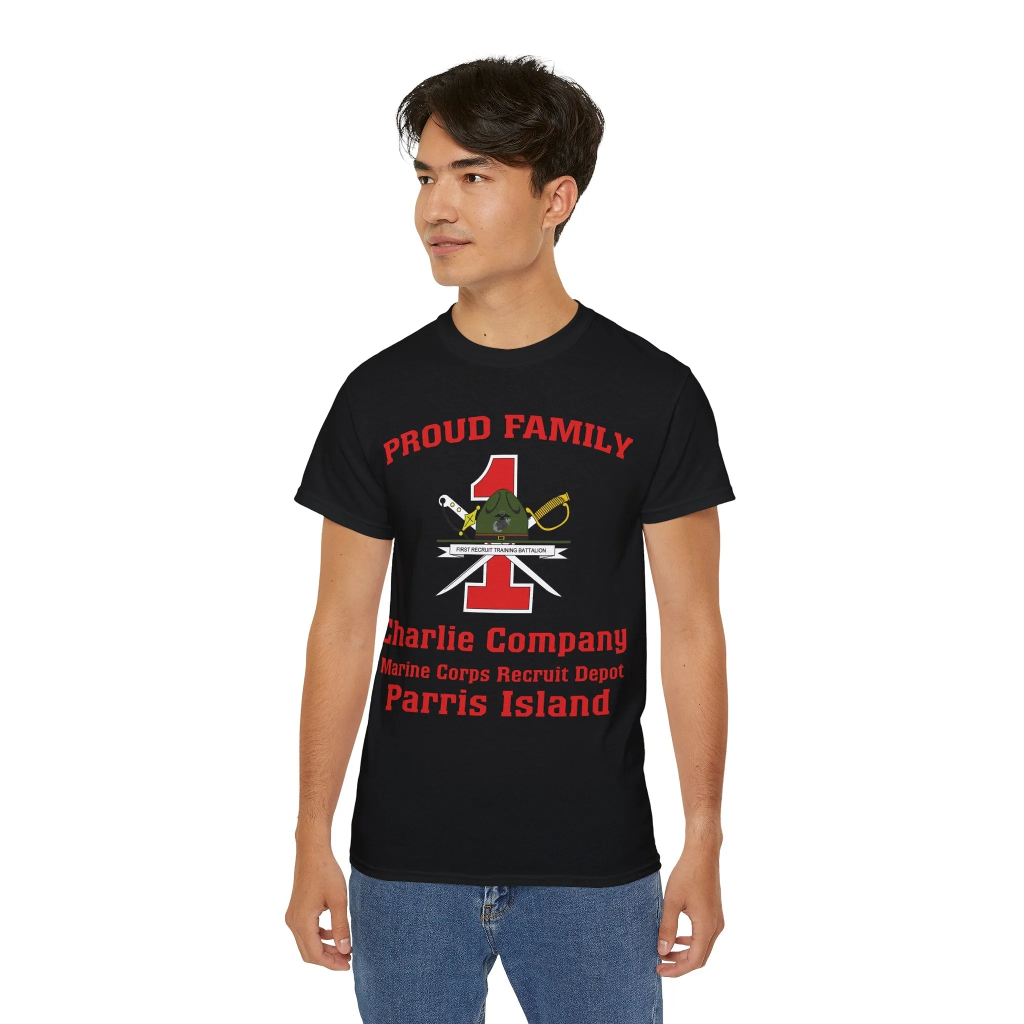 T-Shirt: Charlie Co. MCRD Parris Island (1st Battalion Crest)