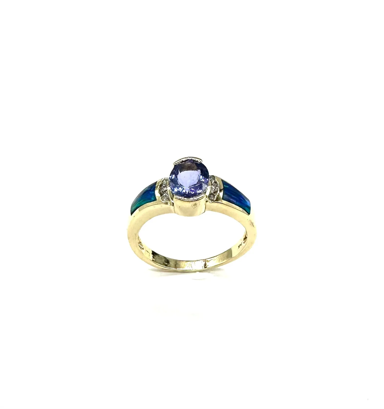 Tanzanite Ring W/ Diamond & Opal Accent