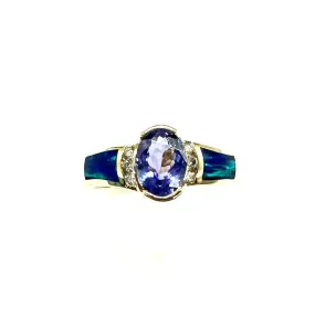 Tanzanite Ring W/ Diamond & Opal Accent