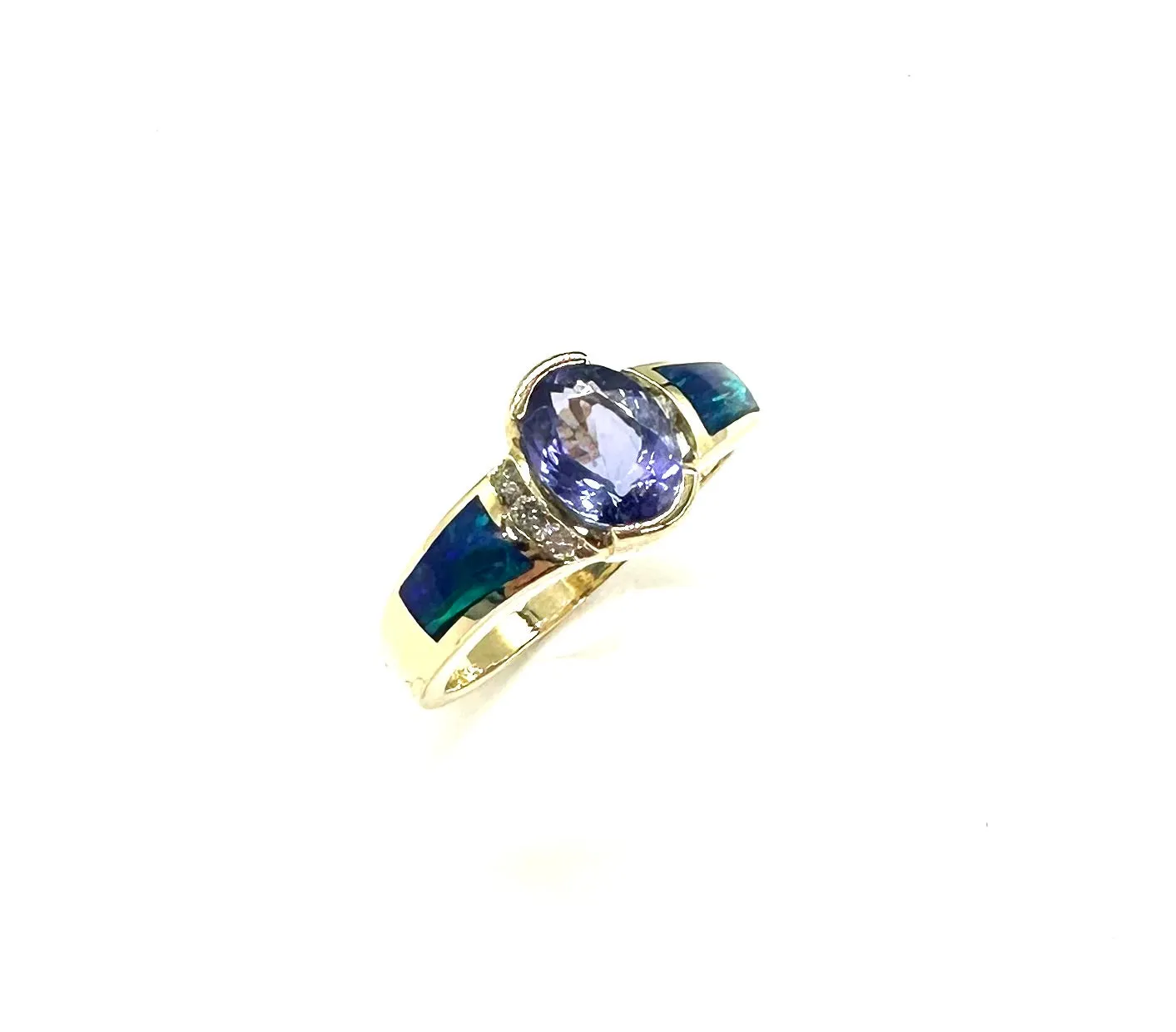 Tanzanite Ring W/ Diamond & Opal Accent