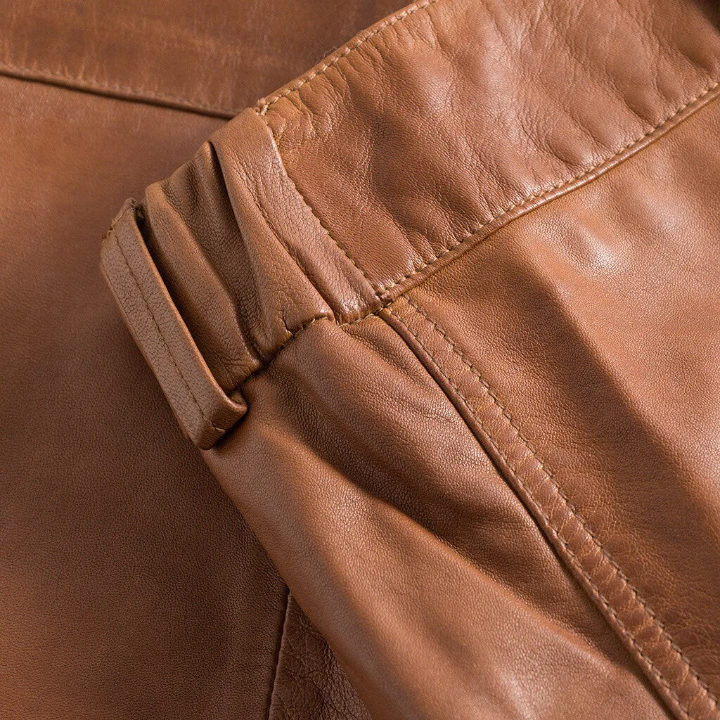 Trendy Dawn leather skirt / 51078 - Vintage cognac