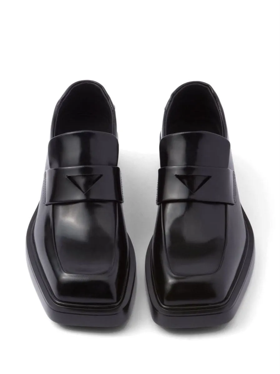 TRIANGLE-PATCH LEATHER LOAFERS