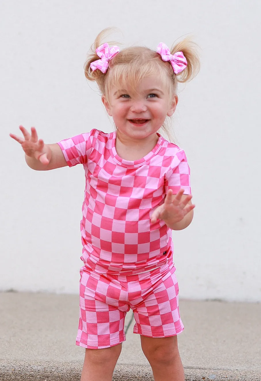 TWO PIECE SHORTIE SET- Pink Check