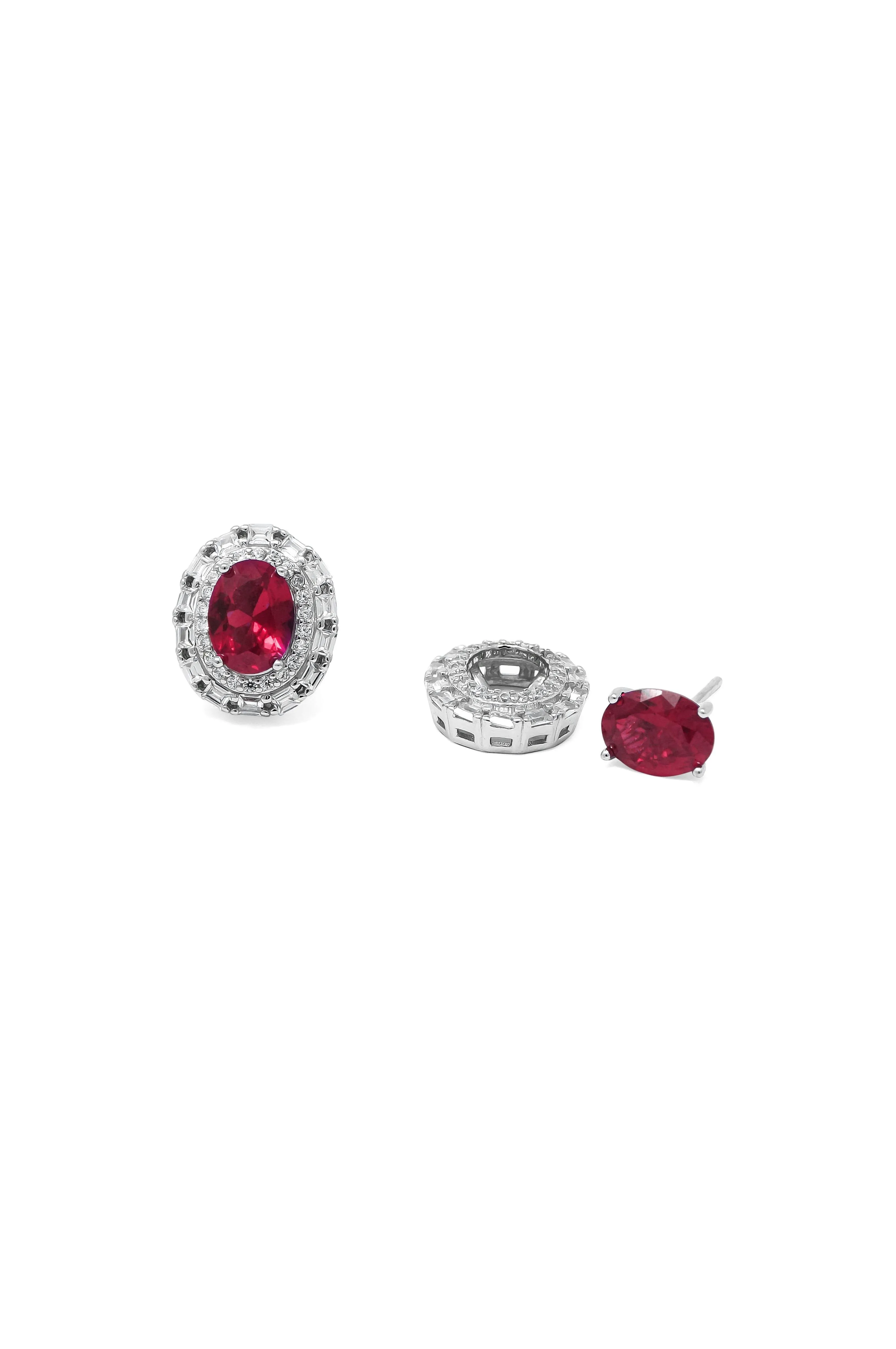 Two Way Ruby Statement Sterling Silver Stud Earrings