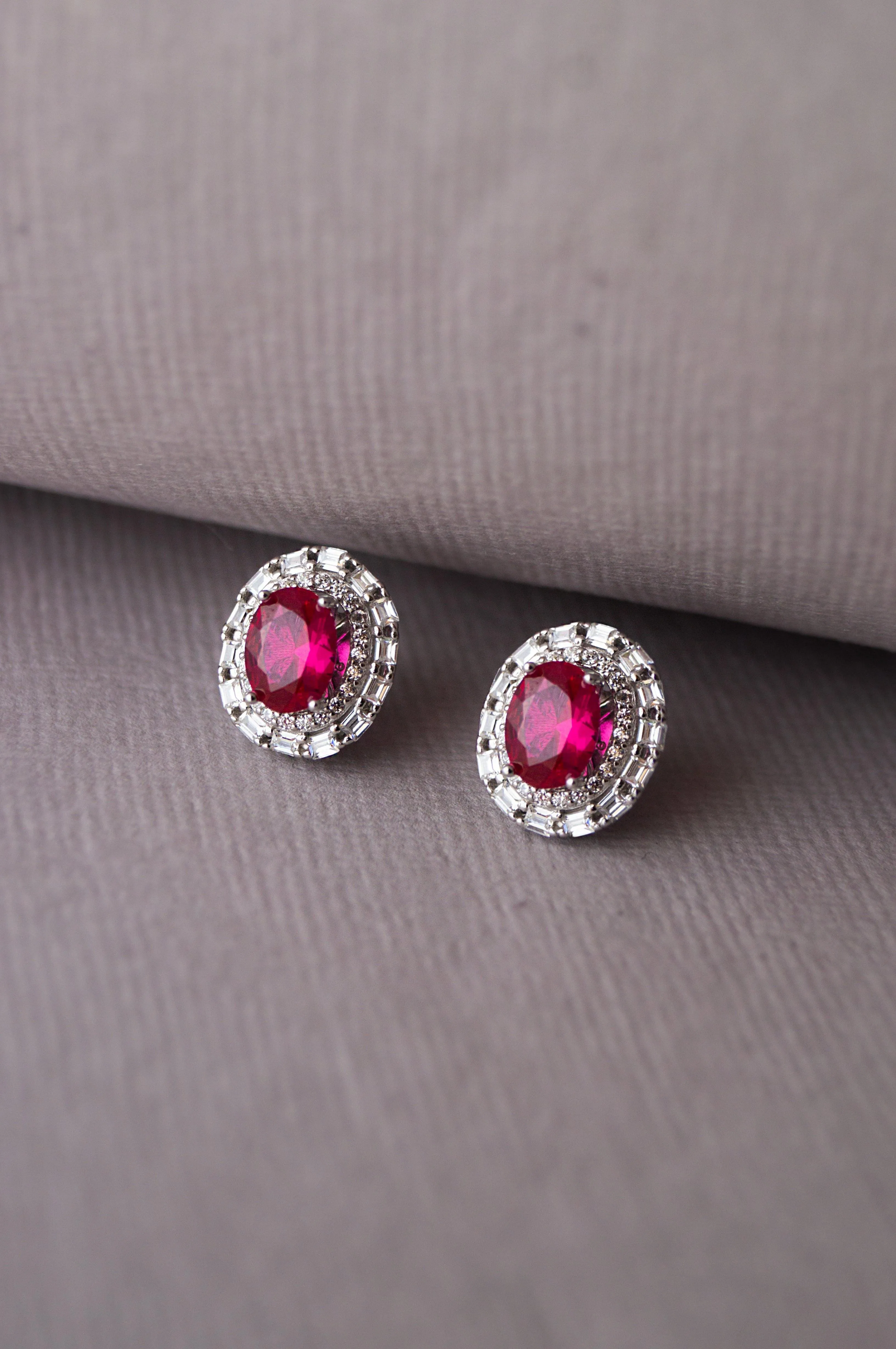 Two Way Ruby Statement Sterling Silver Stud Earrings