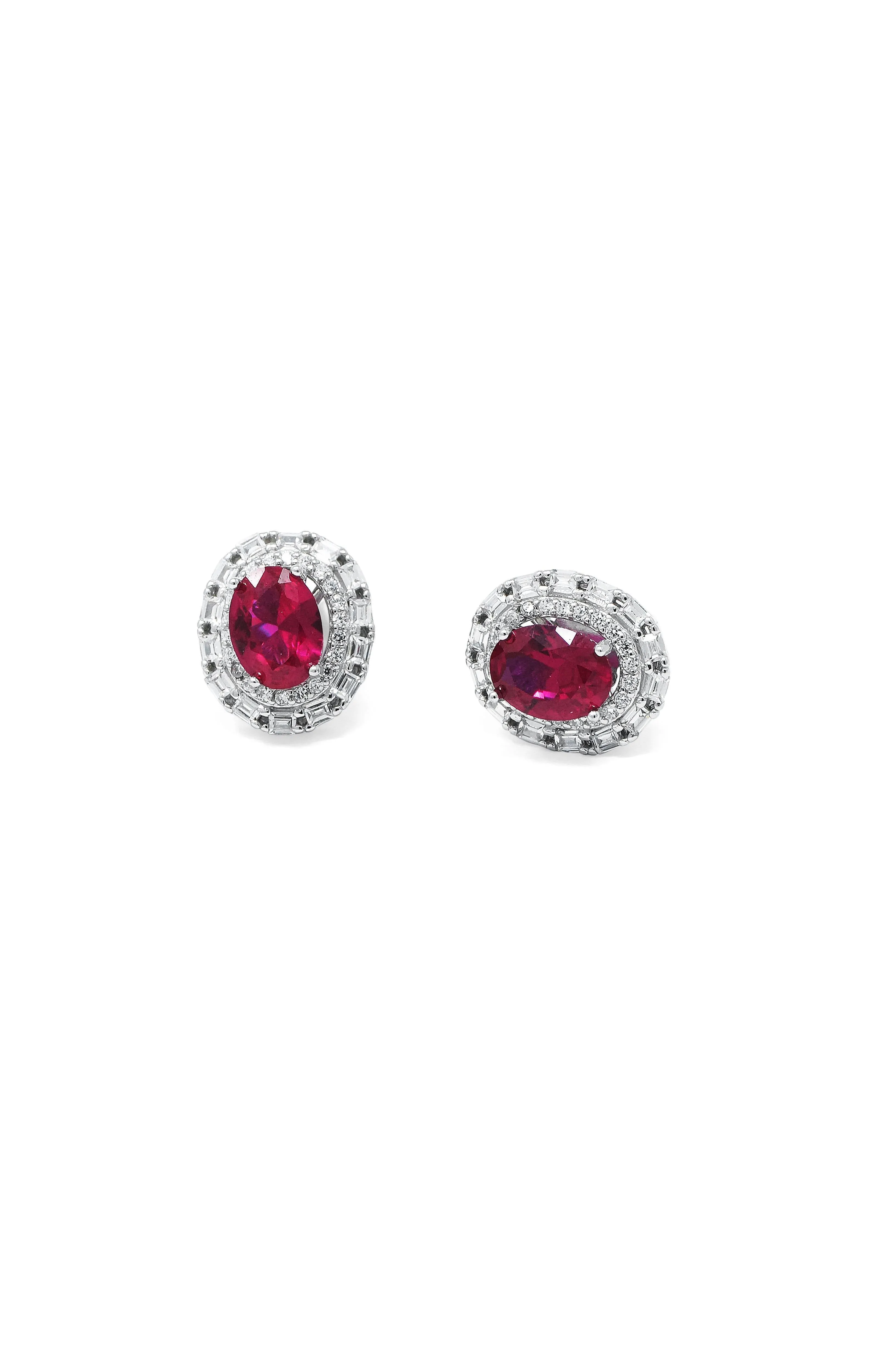 Two Way Ruby Statement Sterling Silver Stud Earrings