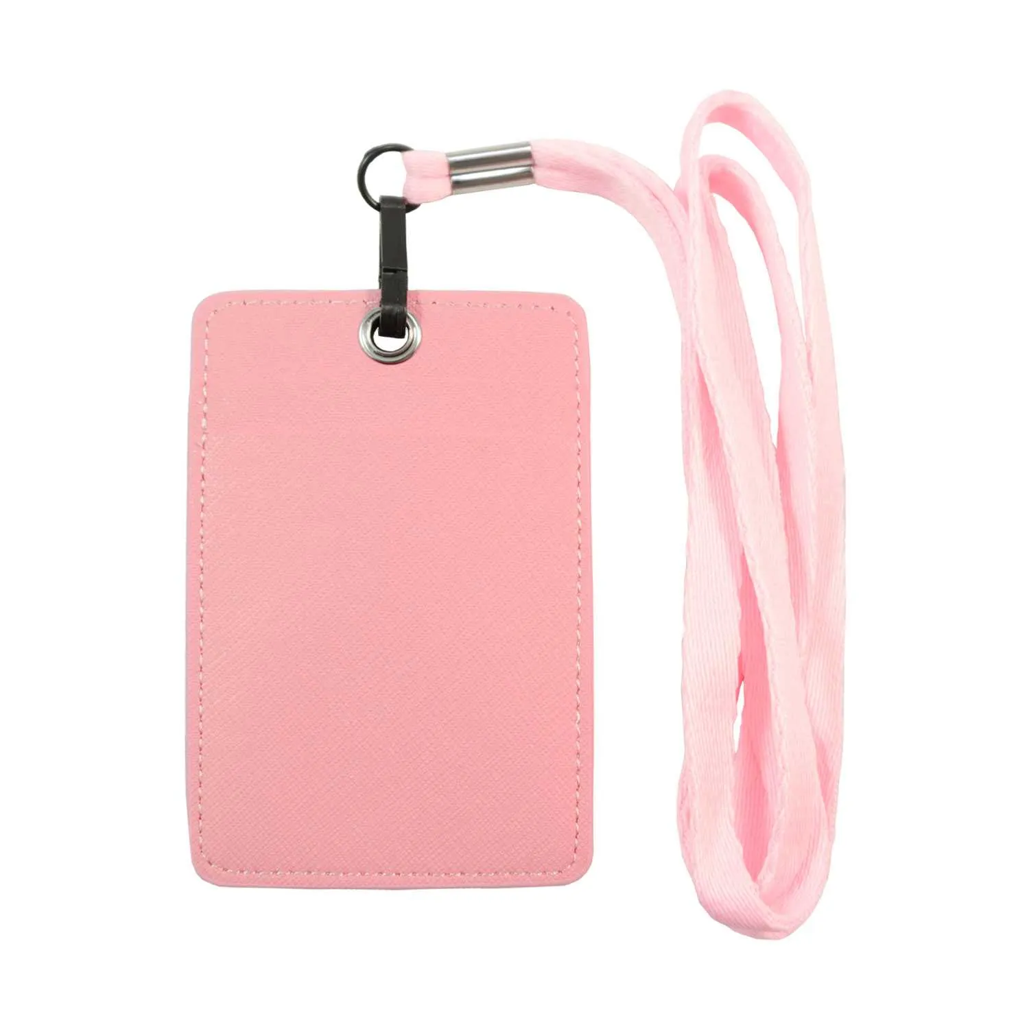 Unisex ID & Credit Cards Holder Wallet with Lanyard - Light Pink