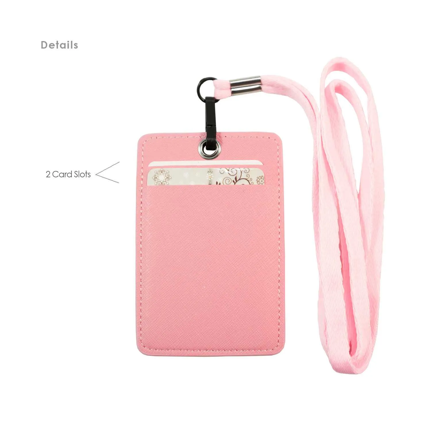 Unisex ID & Credit Cards Holder Wallet with Lanyard - Light Pink