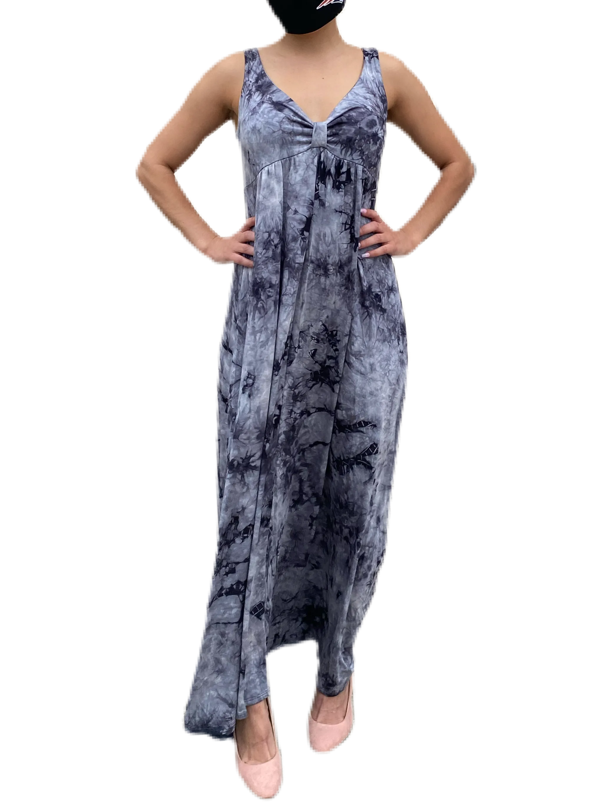 V neck maxi dress  in our squid ink  tie dye Jersey