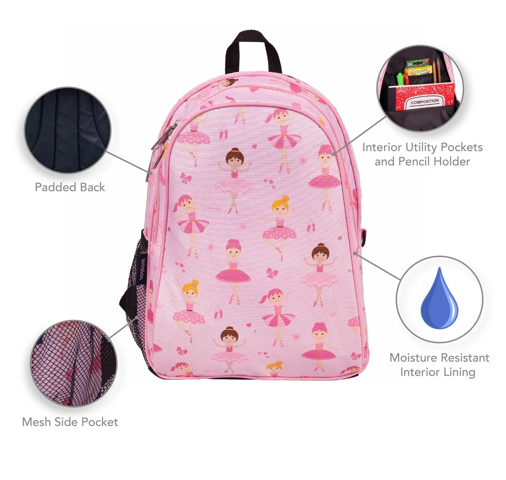 Wildkin Ballerina Sidekick Backpack School Bag