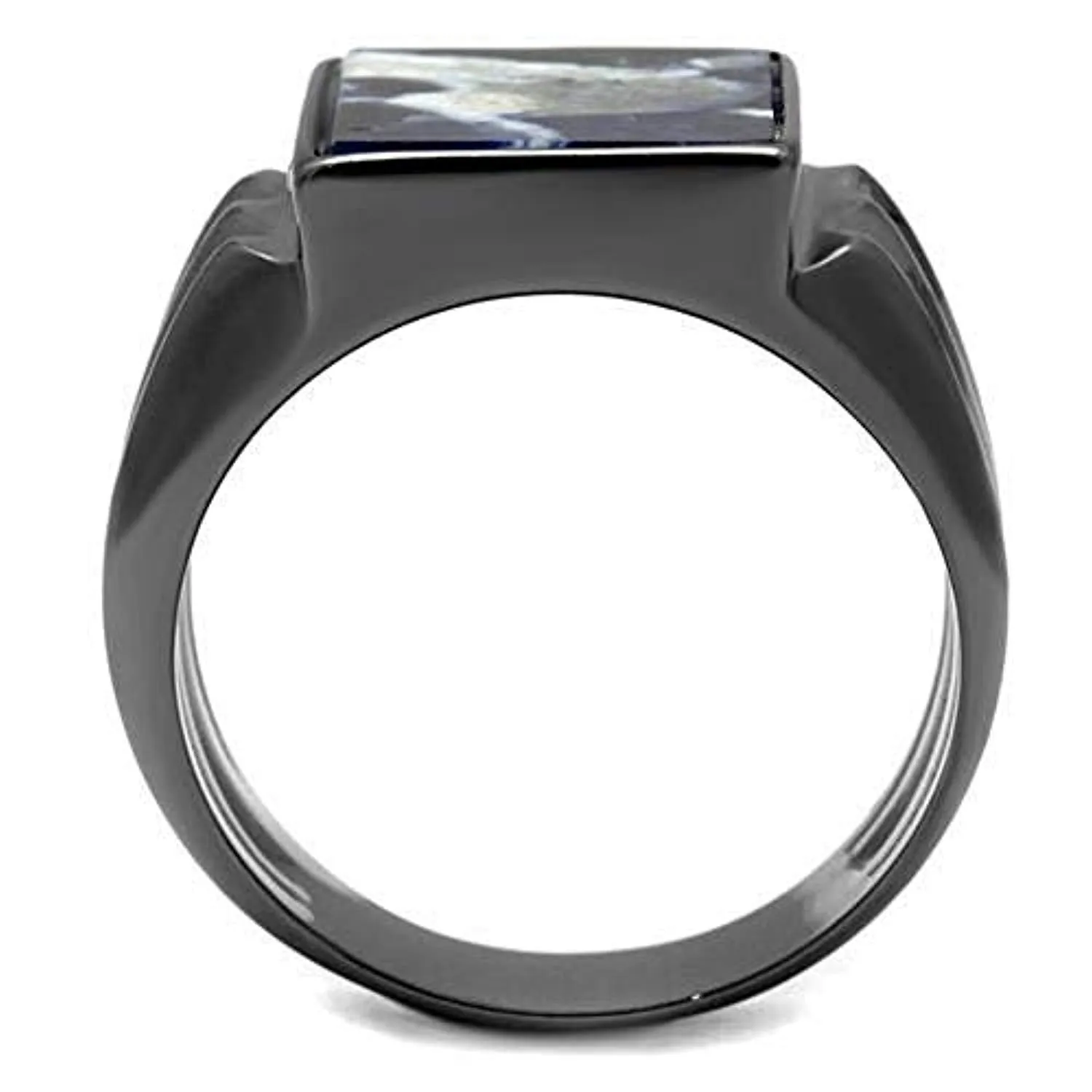 WildKlass Stainless Steel Ring IP Light Black (IP Gun) Men Semi-Precious Capri Blue