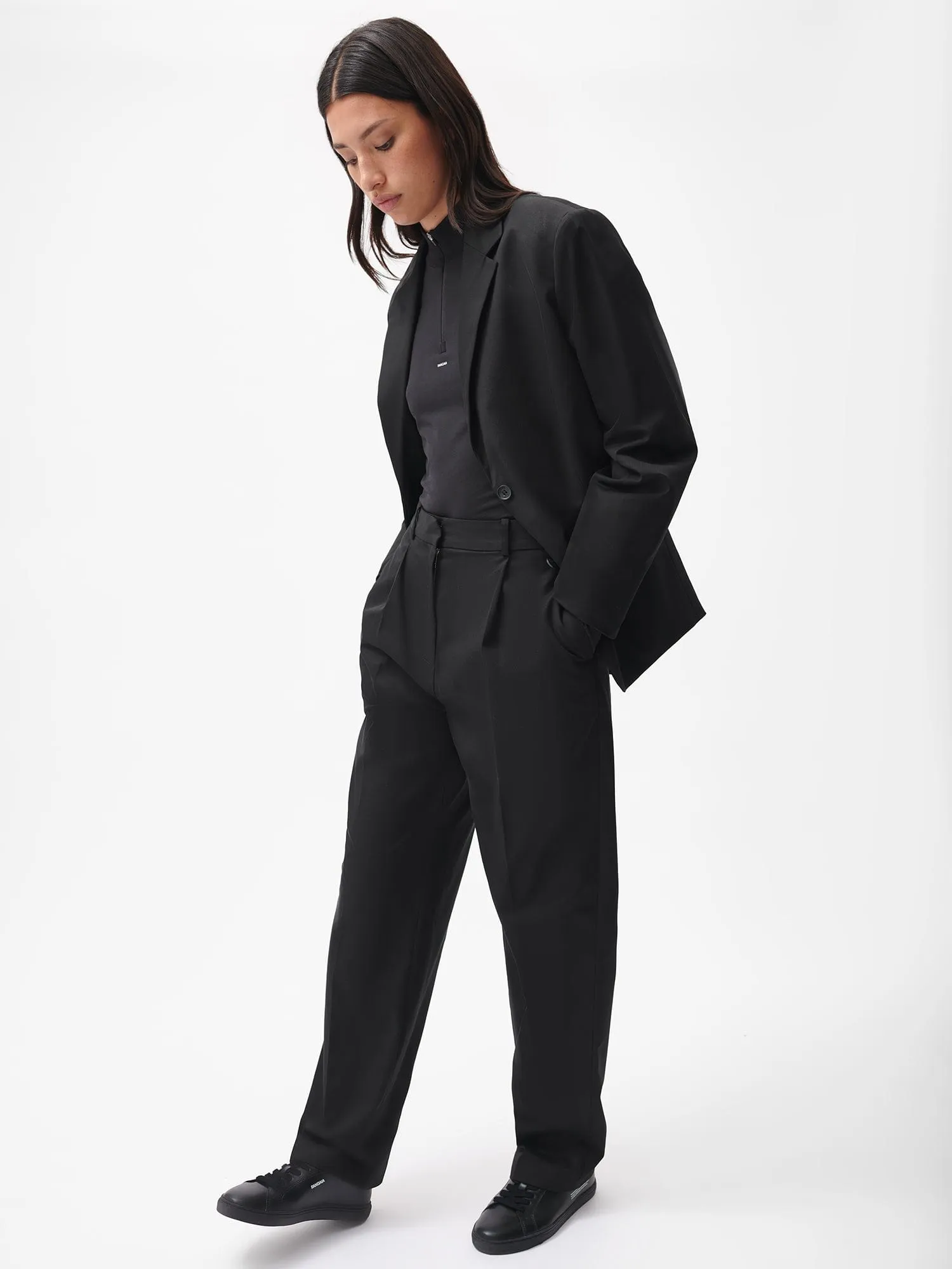 Women's Organic Cotton Oversized Tailored Blazer—black