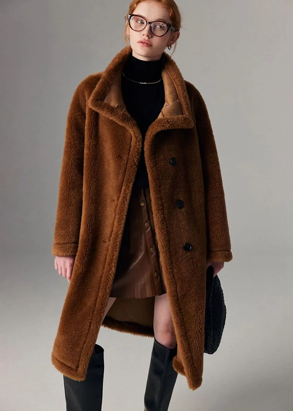 Wool Fur Single Breasted Teddy Coat