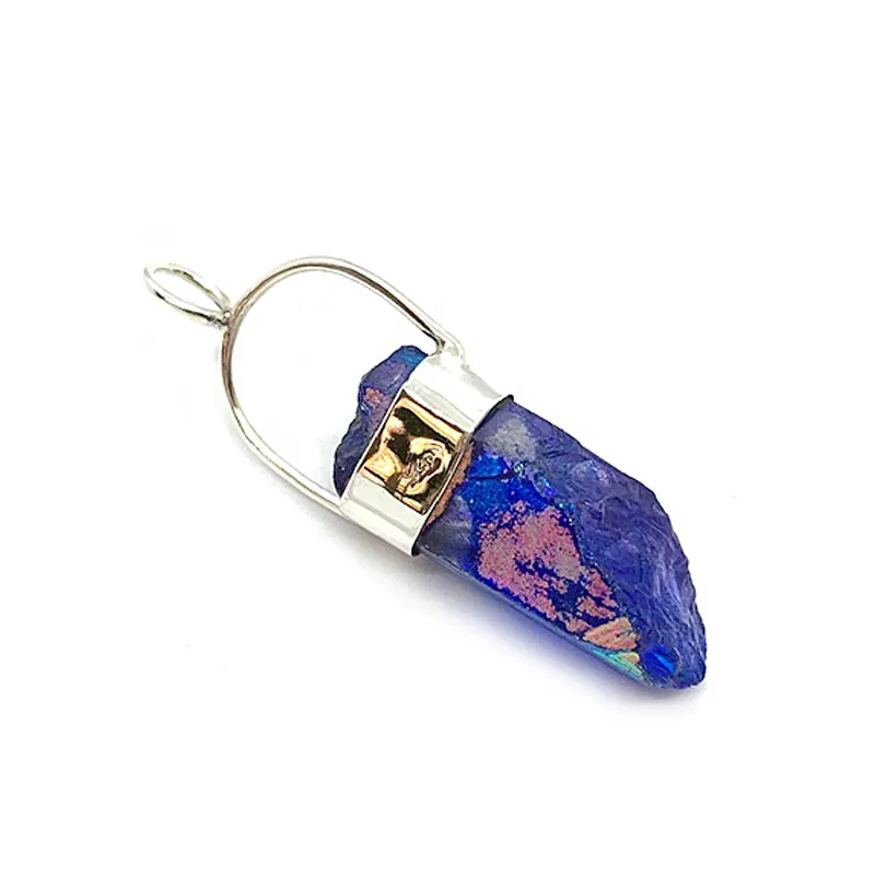 Zella-4 Blue Aqua Aura Quartz Pendant