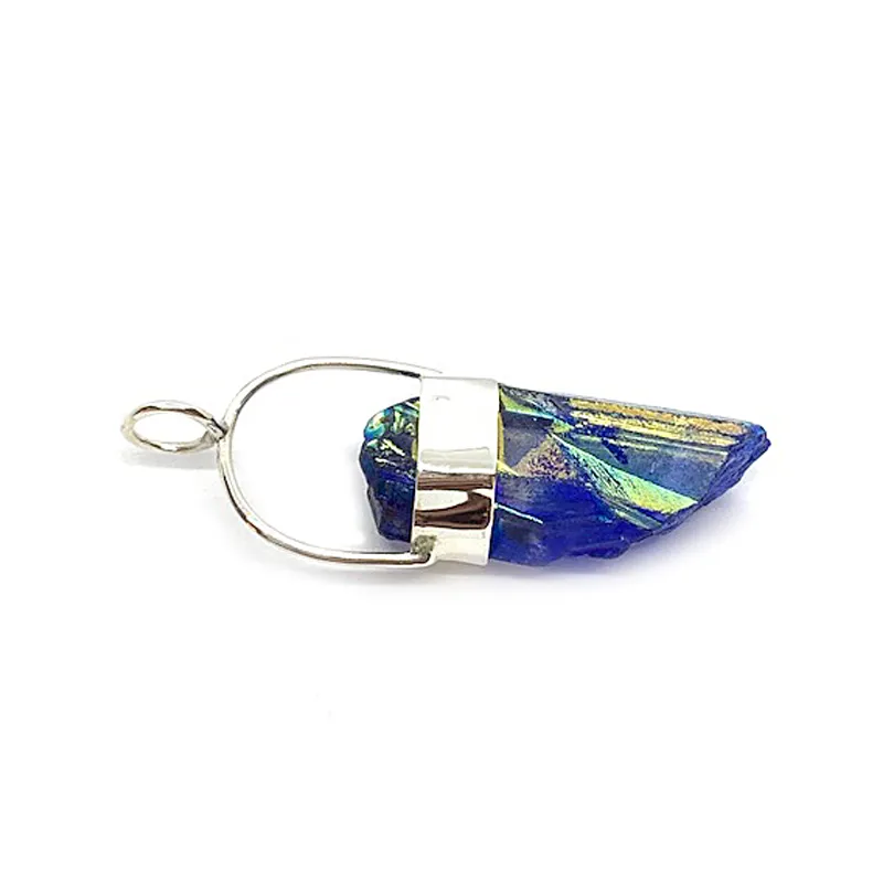 Zella-4 Blue Aqua Aura Quartz Pendant